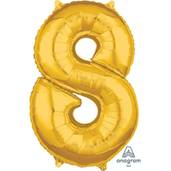 Anagram 26 in. Number 8 Helium Balloon - Gold 89555